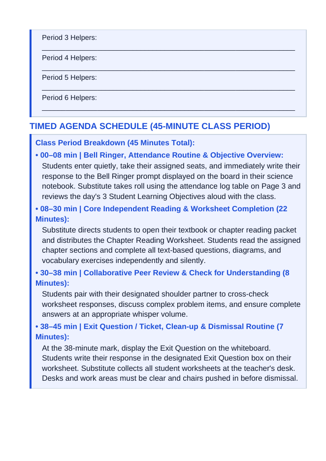 Hydrocarbons & Functional Groups Substitute Lesson Plan sample page
