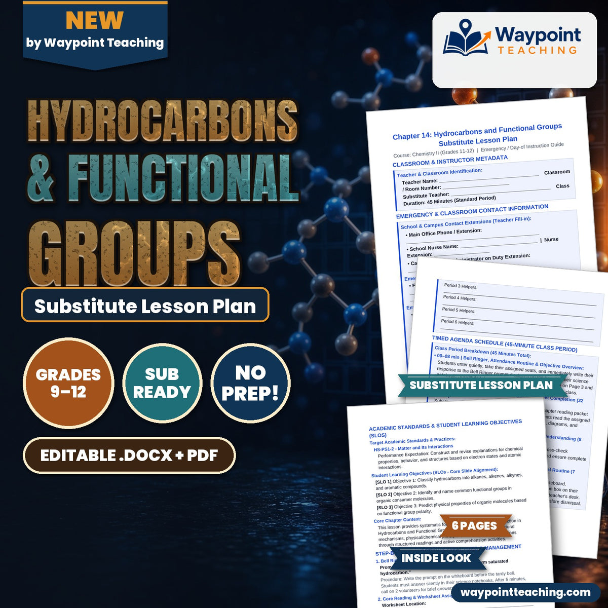 Hydrocarbons & Functional Groups Substitute Lesson Plan cover