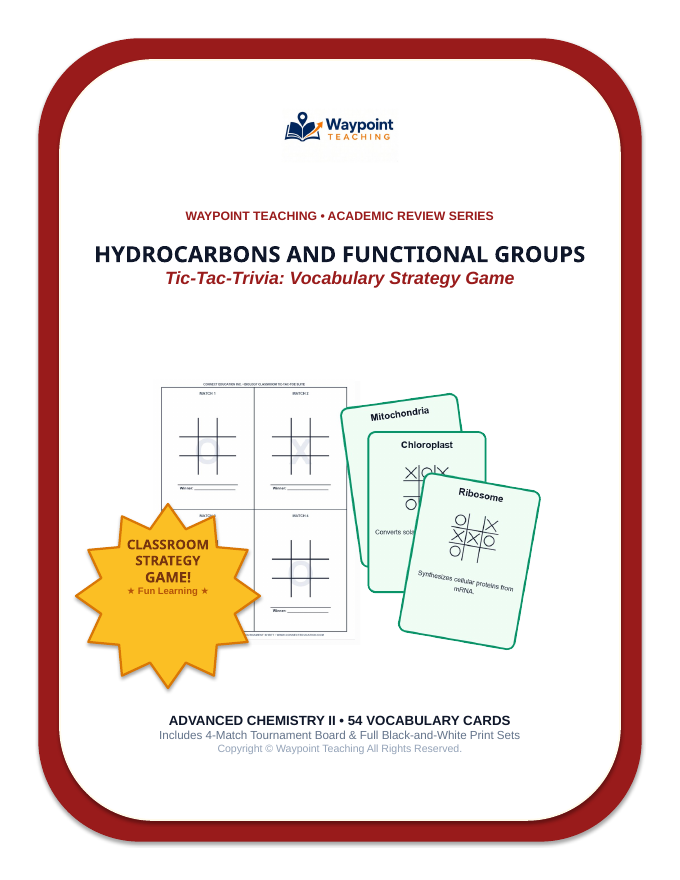 Hydrocarbons & Functional Groups Tic-Tac-Toe Review Game sample page
