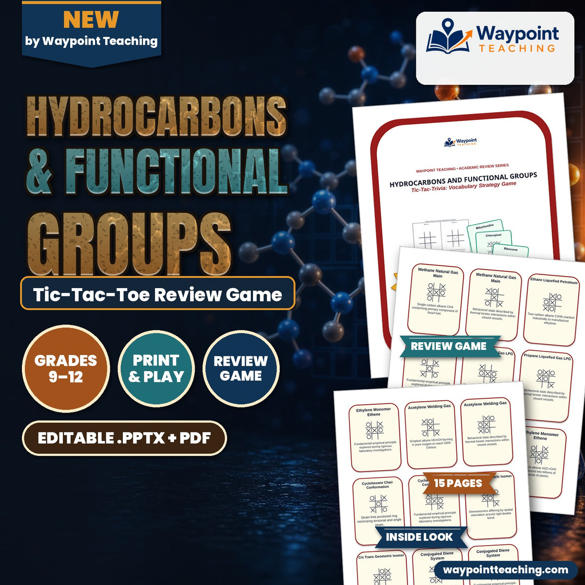 Hydrocarbons & Functional Groups Tic-Tac-Toe Review Game cover