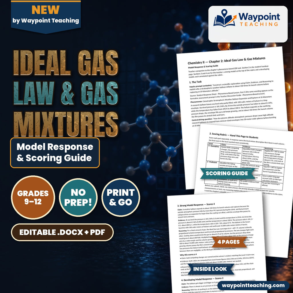 Ideal Gas Law & Gas Mixtures Model Response & Scoring Guide cover