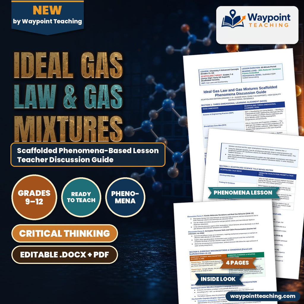 Ideal Gas Law & Gas Mixtures Scaffolded Phenomena-Based Lesson: Catastrophic Stratospheric Weather Balloon Expansion and Rupture at 35 Kilometers Teacher Discussion Guide cover