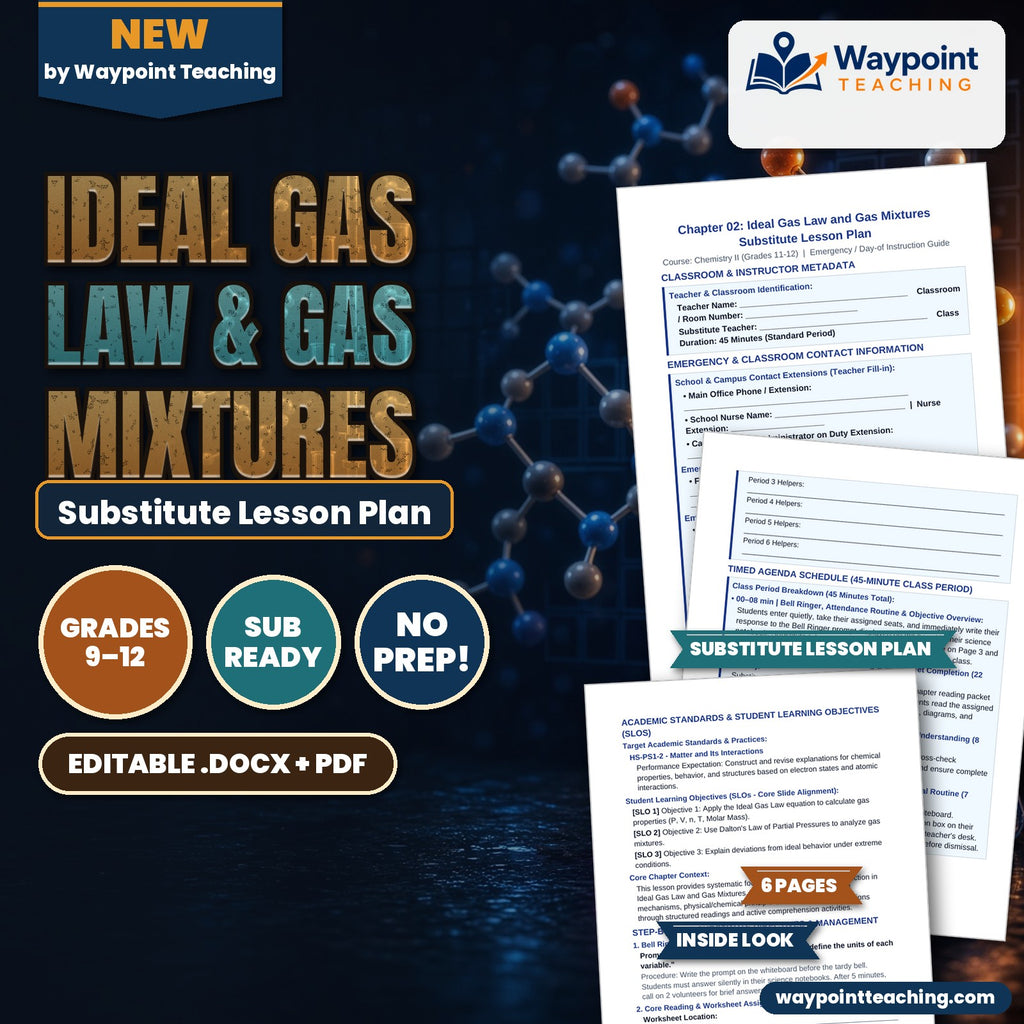 Ideal Gas Law & Gas Mixtures Substitute Lesson Plan cover