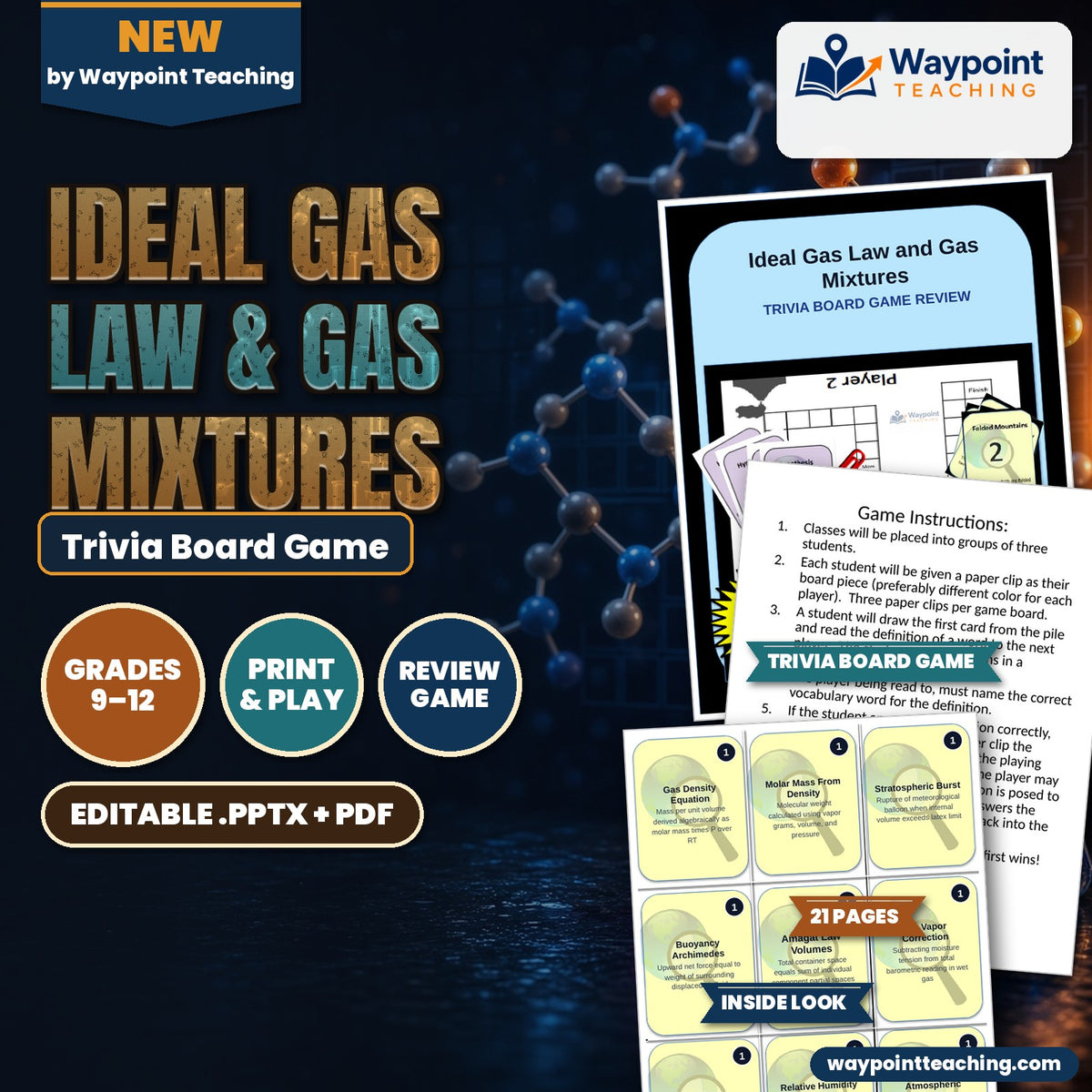 Ideal Gas Law & Gas Mixtures Trivia Board Game cover