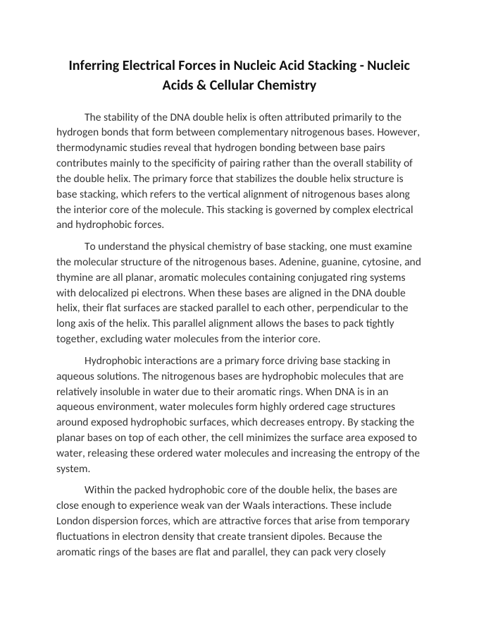 Inferring Electrical Forces in Nucleic Acid Stacking Reading Worksheet sample page