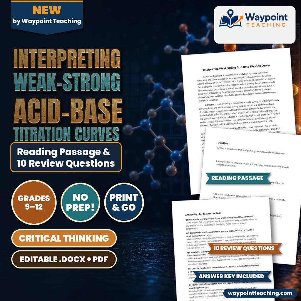 Interpreting Weak-Strong Acid-Base Titration Curves Reading Worksheet cover