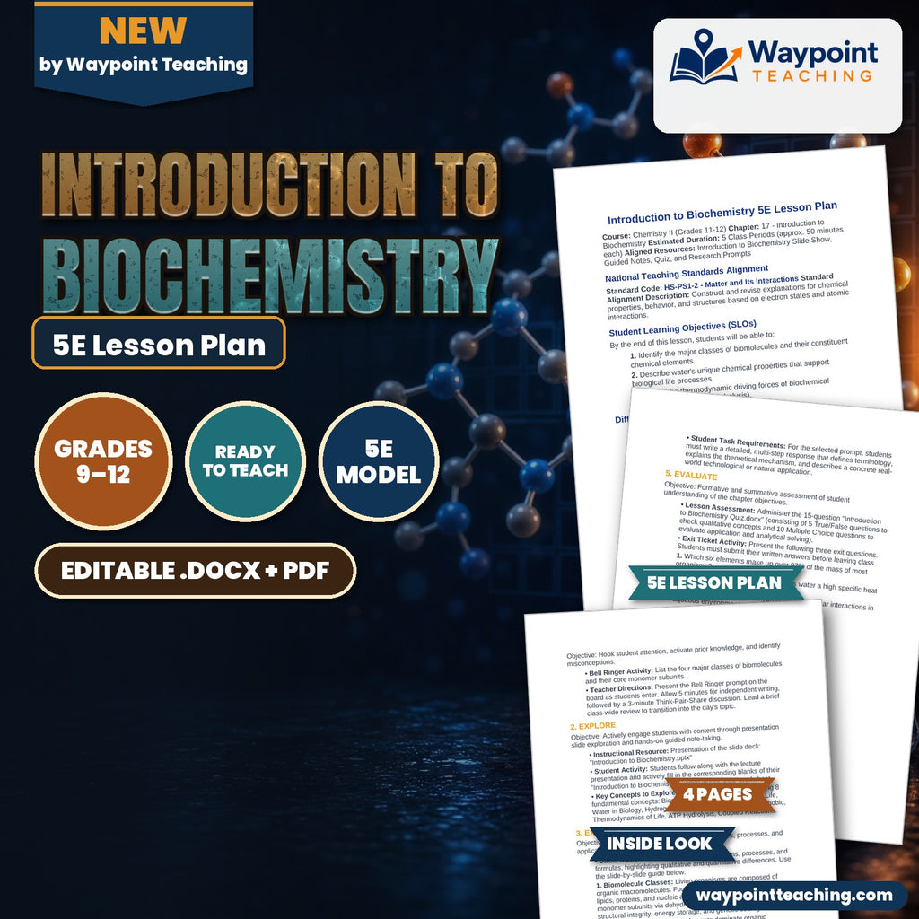 Introduction to Biochemistry 5E Lesson Plan cover