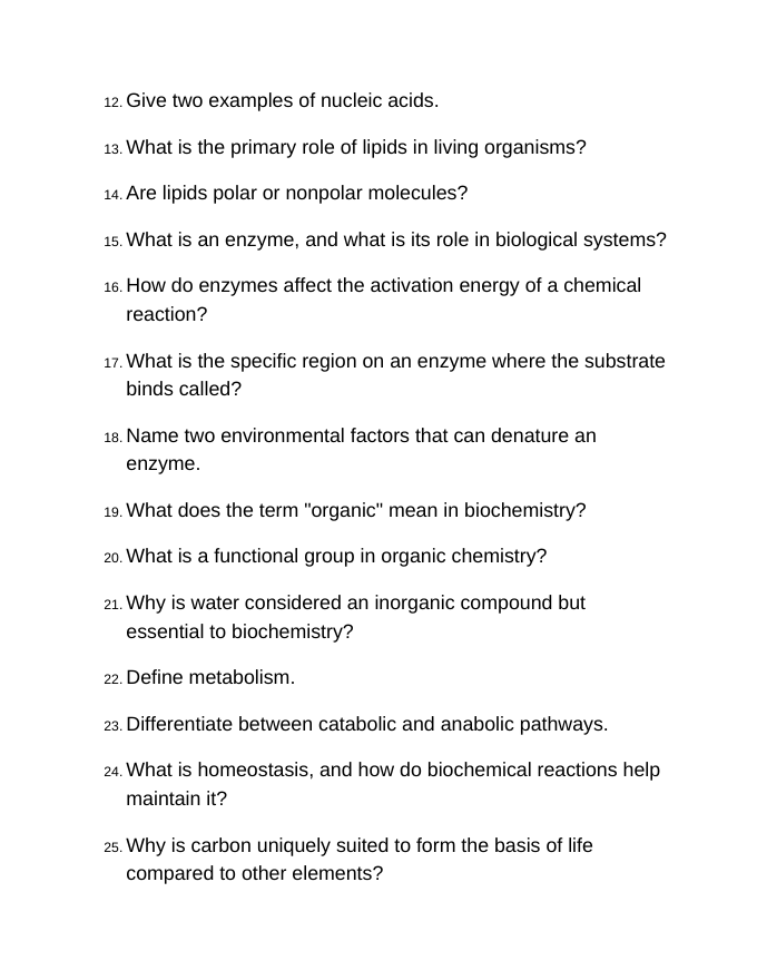 Introduction to Biochemistry Bell Ringers & Exit Tickets sample page