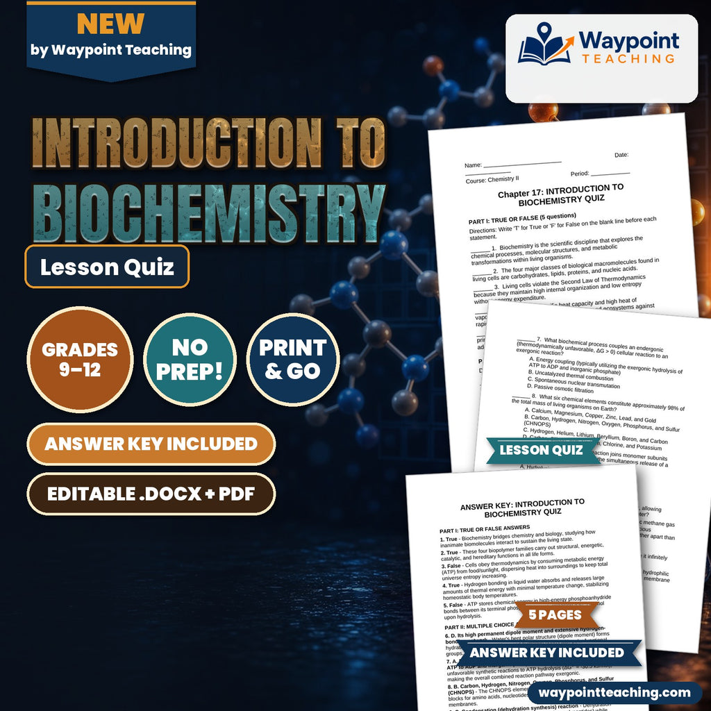 Introduction to Biochemistry Lesson Quiz cover