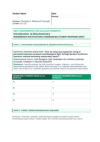 Introduction to Biochemistry Phenomena-Based Lesson: Cold Biological Light Generation via Luciferin-Luciferase Enzymatic Oxidation in Abyssal Organisms Student Response Sheet sample page