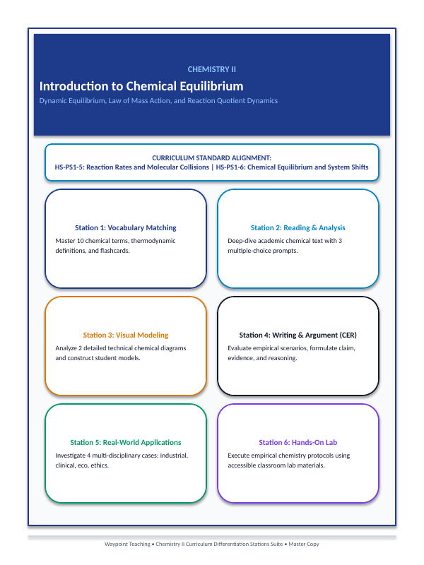 Introduction to Chemical Equilibrium Differentiation Stations sample page