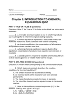 Introduction to Chemical Equilibrium Lesson Quiz sample page