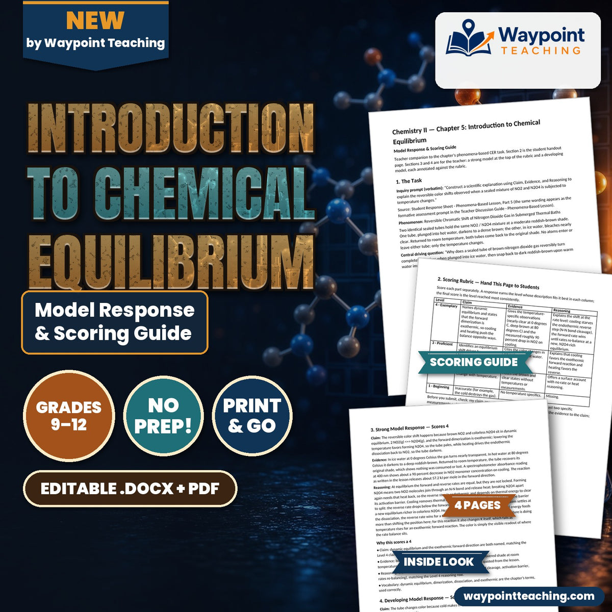 Introduction to Chemical Equilibrium Model Response & Scoring Guide cover