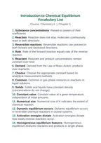 Introduction to Chemical Equilibrium Vocabulary Words & Definitions sample page