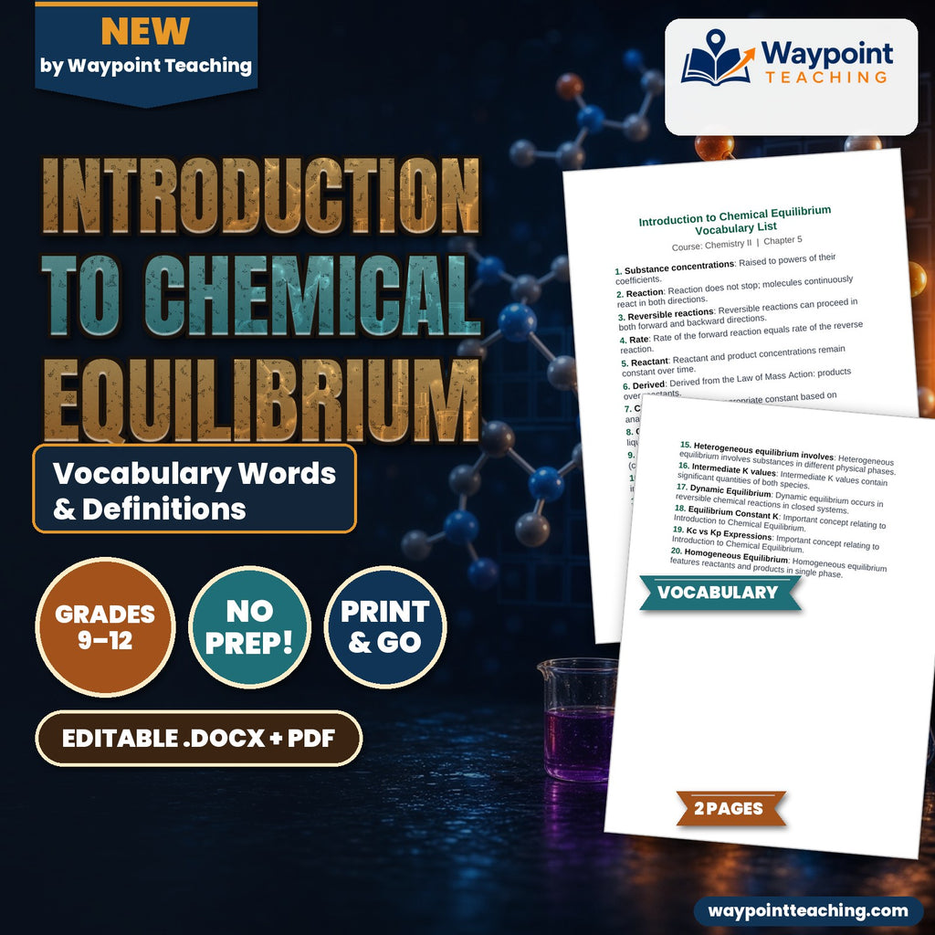Introduction to Chemical Equilibrium Vocabulary Words & Definitions cover