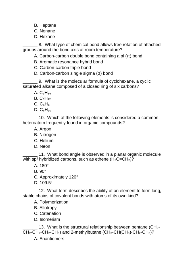 Introduction to Organic Compounds Lesson Quiz sample page