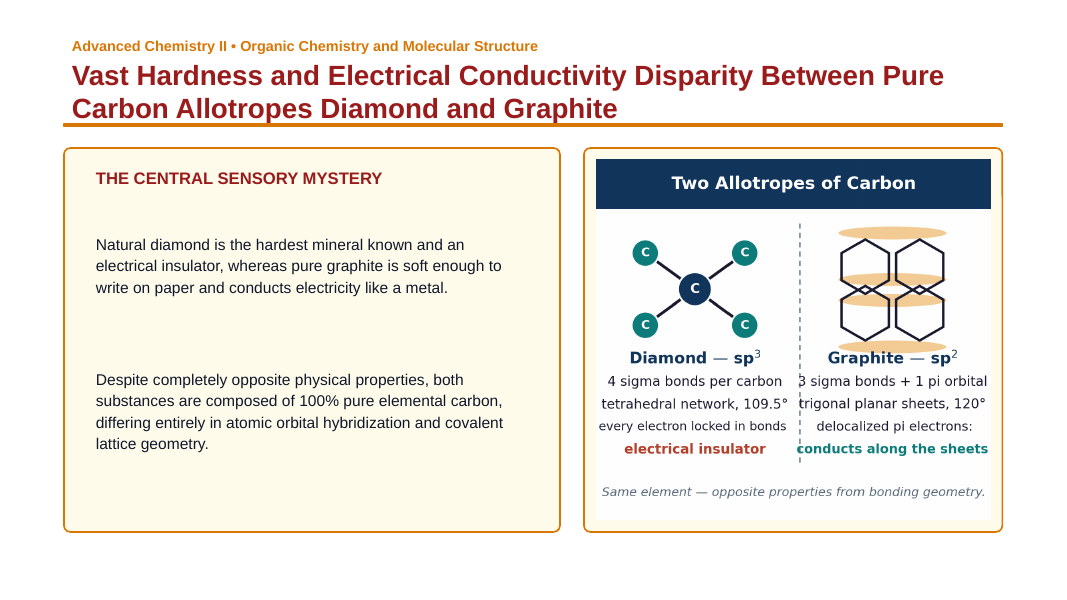 Introduction to Organic Compounds Phenomena-Based Lesson: Vast Hardness and Electrical Conductivity Disparity Between Pure Carbon Allotropes Diamond and Graphite Presentation sample page