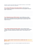 Introduction to Organic Compounds Scaffolded Phenomena-Based Lesson: Vast Hardness and Electrical Conductivity Disparity Between Pure Carbon Allotropes Diamond and Graphite Student Response Sheet sample page