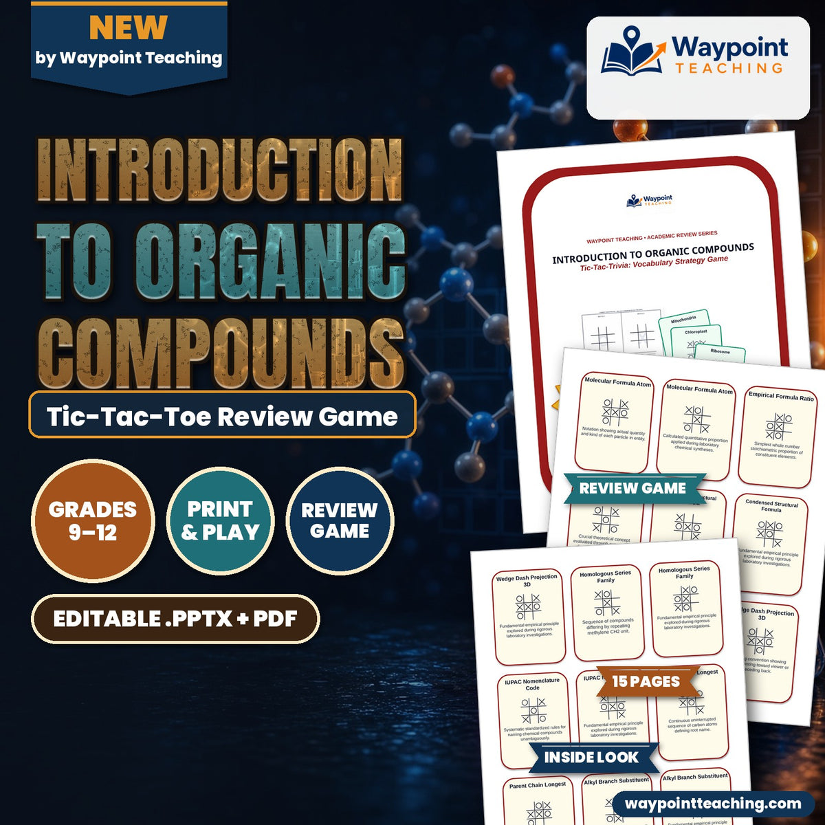 Introduction to Organic Compounds Tic-Tac-Toe Review Game cover