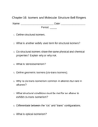 Isomers & Molecular Structure Bell Ringers & Exit Tickets sample page