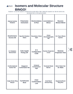 Isomers & Molecular Structure BINGO Review Game sample page