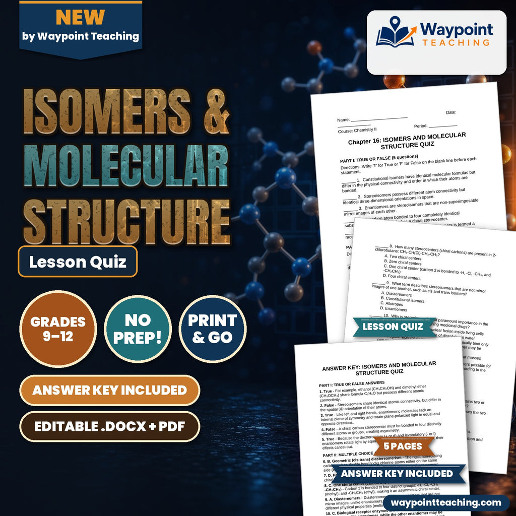 Isomers & Molecular Structure Lesson Quiz cover