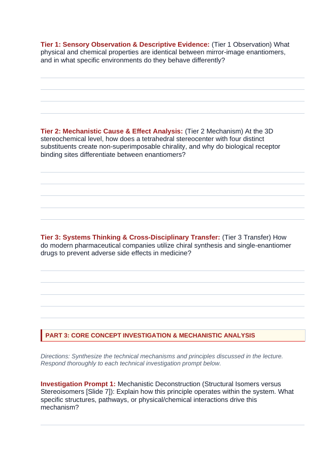 Isomers & Molecular Structure Phenomena-Based Lesson: Devastating Teratogenic Limb Reduction Defects Caused by the S-Enantiomer of Chiral Thalidomide Student Response Sheet sample page