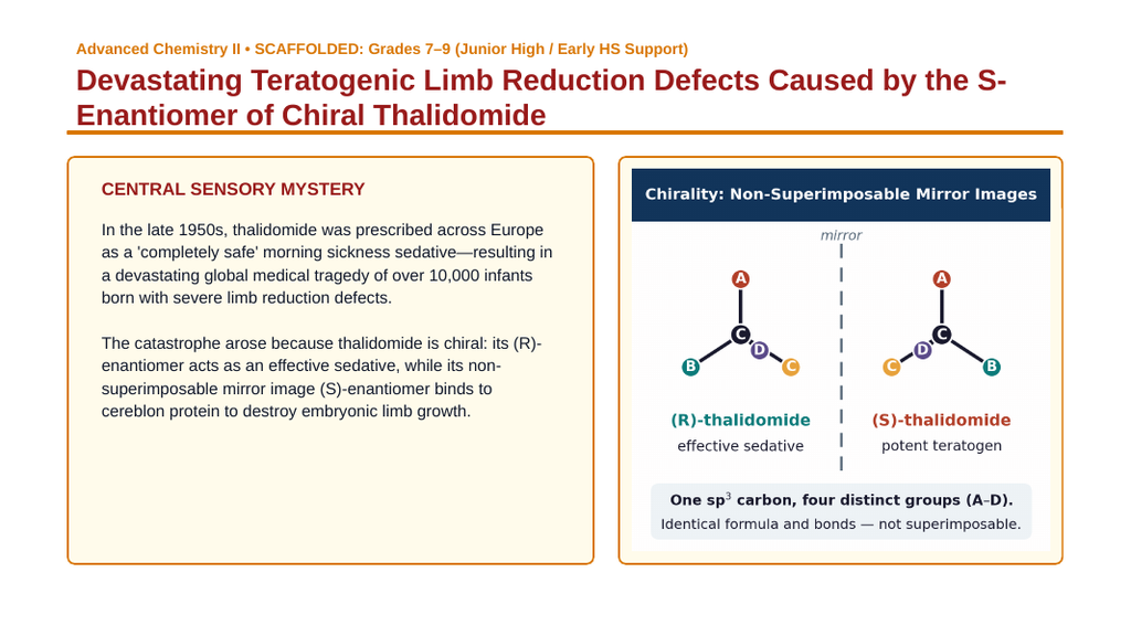 Isomers & Molecular Structure Scaffolded Phenomena-Based Lesson: Devastating Teratogenic Limb Reduction Defects Caused by the S-Enantiomer of Chiral Thalidomide Presentation sample page