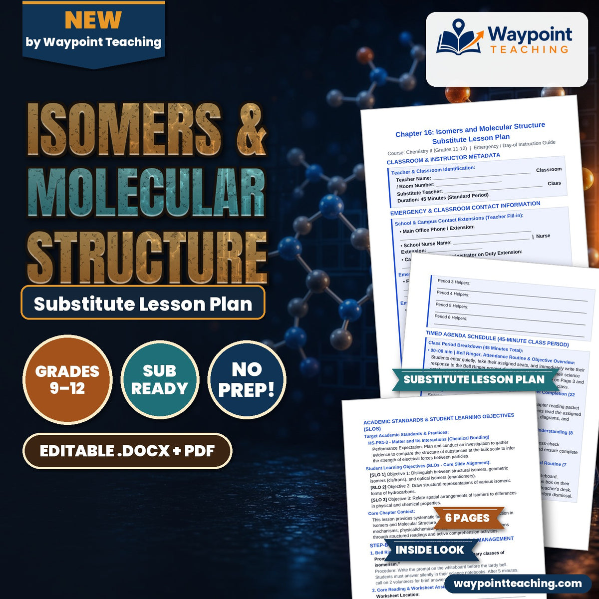 Isomers & Molecular Structure Substitute Lesson Plan cover