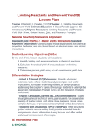 Limiting Reactants & Percent Yield 5E Lesson Plan sample page