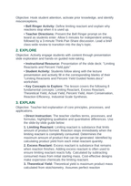 Limiting Reactants & Percent Yield 5E Lesson Plan sample page