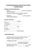 Limiting Reactants & Percent Yield Guided Notes sample page