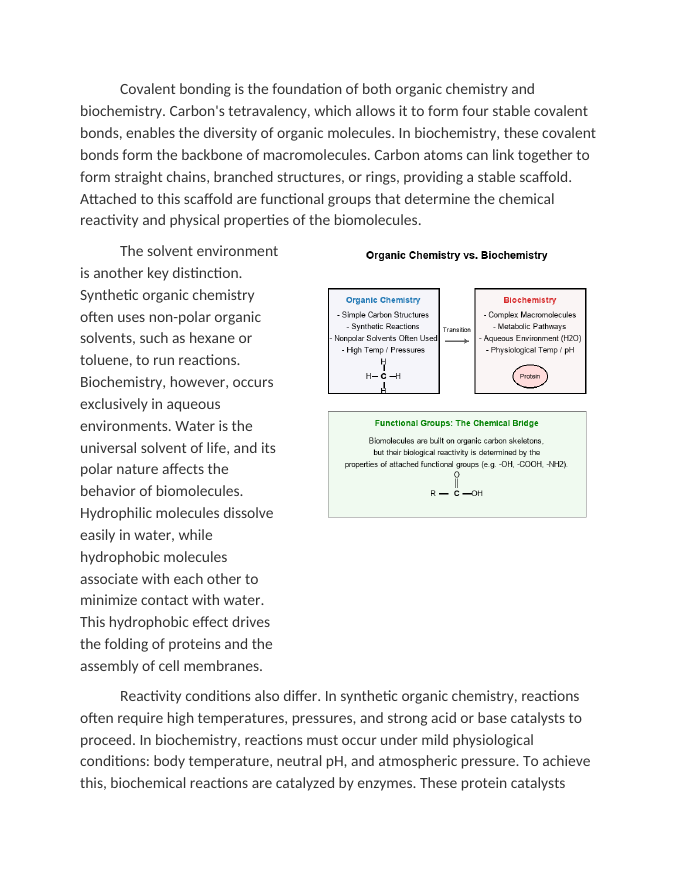 Mapping the Transition from Organic Chemistry to Biochemistry Reading Worksheet sample page