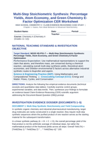 Multi-Step Stoichiometric Synthesis: Percentage Yields, Atom Economy, and Green Chemistry E-Factor Optimization CER Phenomena Worksheet sample page