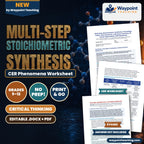 Multi-Step Stoichiometric Synthesis: Percentage Yields, Atom Economy, and Green Chemistry E-Factor Optimization CER Phenomena Worksheet cover