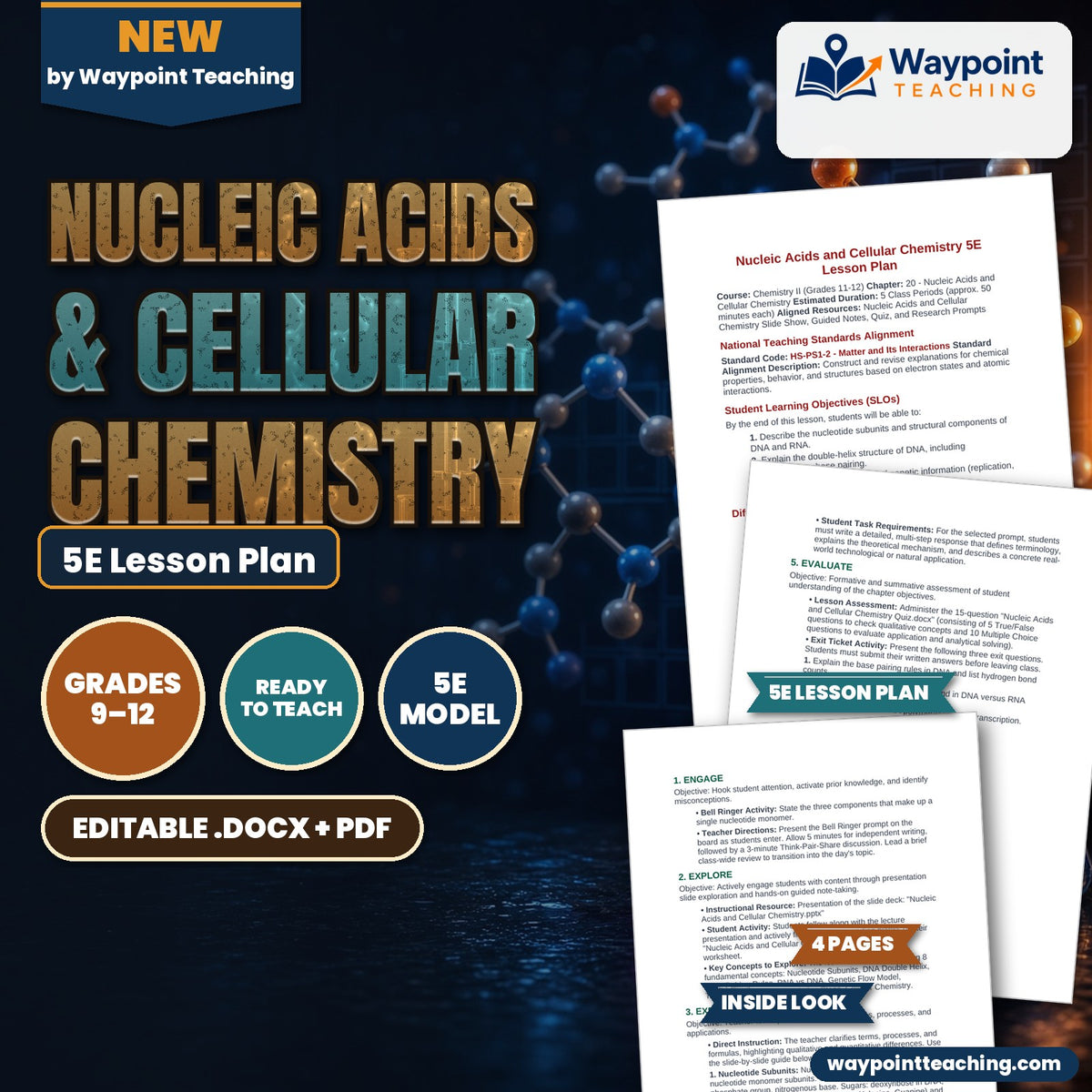 Nucleic Acids & Cellular Chemistry 5E Lesson Plan cover