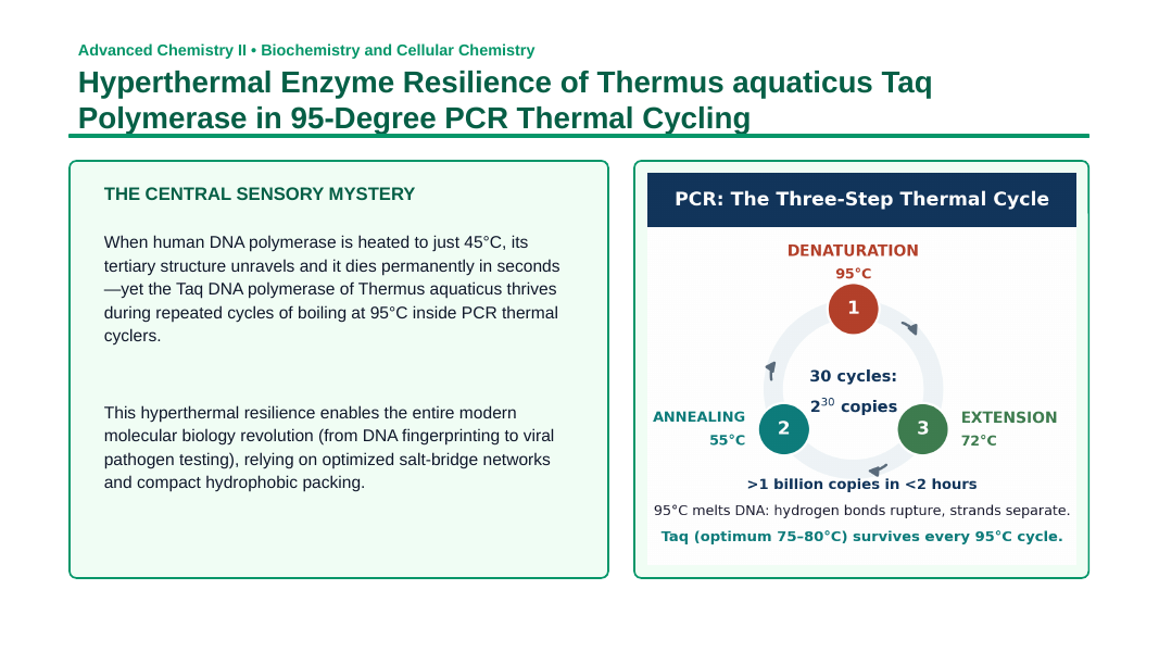 Nucleic Acids & Cellular Chemistry Phenomena-Based Lesson: Hyperthermal Enzyme Resilience of Thermus aquaticus Taq Polymerase in 95-Degree PCR Thermal Cycling Presentation sample page