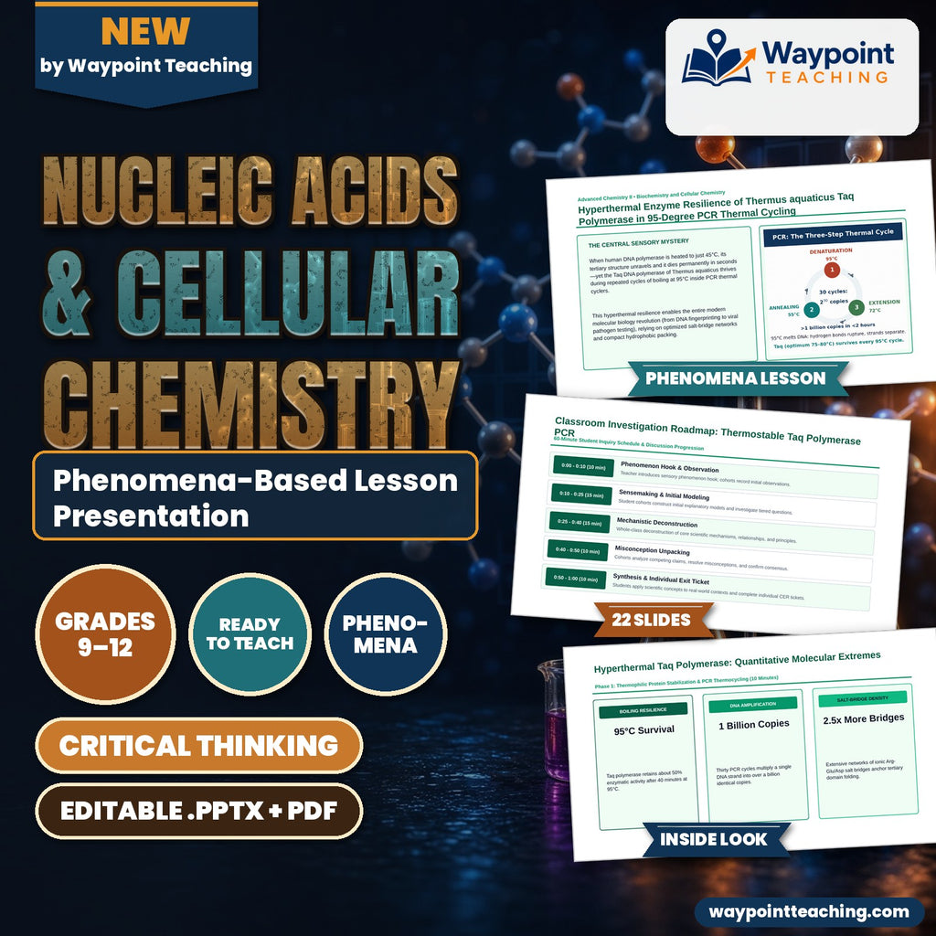 Nucleic Acids & Cellular Chemistry Phenomena-Based Lesson: Hyperthermal Enzyme Resilience of Thermus aquaticus Taq Polymerase in 95-Degree PCR Thermal Cycling Presentation cover