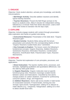 Organic Reactions 5E Lesson Plan sample page