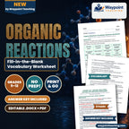 Organic Reactions Fill-in-the-Blank Vocabulary Worksheet cover