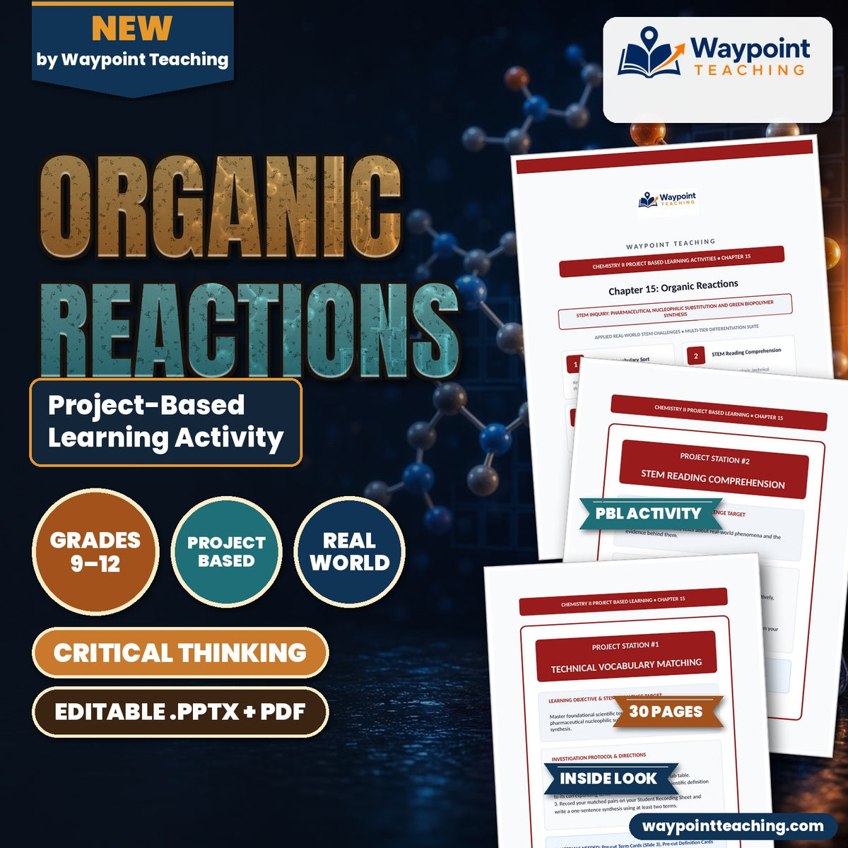Organic Reactions Project-Based Learning Activity cover