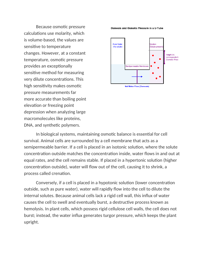 Osmotic Pressure in Aqueous Solutions Reading Worksheet sample page