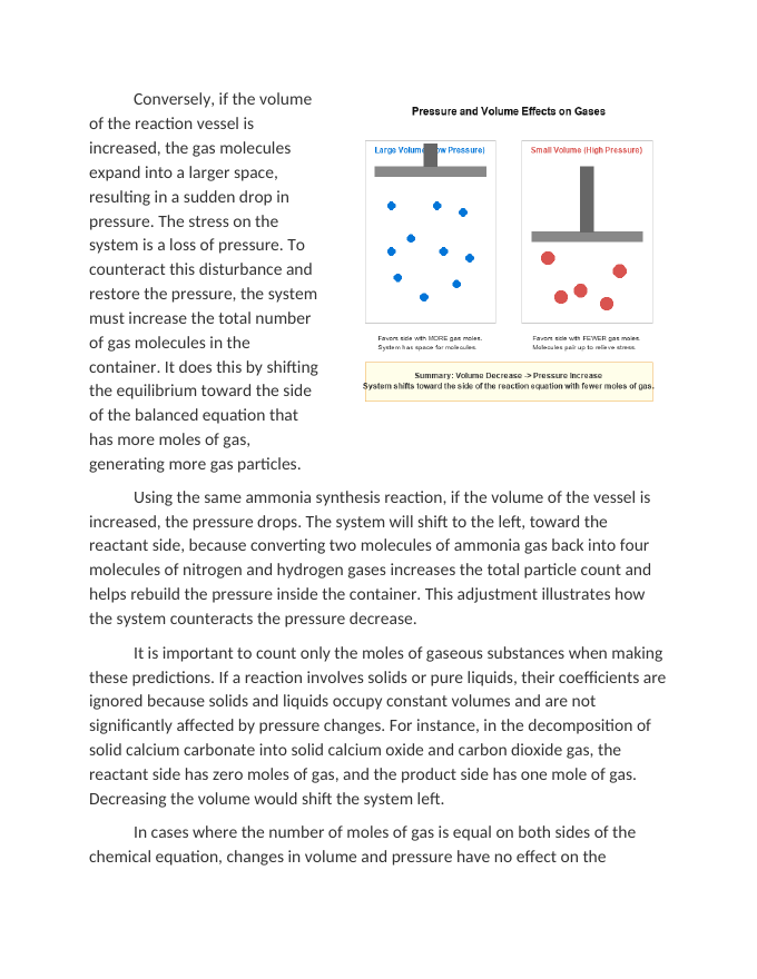 Pressure and Volume Effects on Gas Phase Equilibria Reading Worksheet sample page