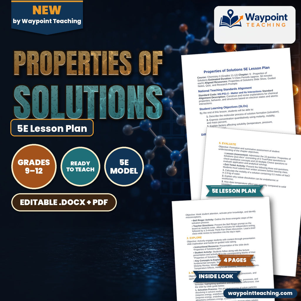 Properties of Solutions 5E Lesson Plan cover