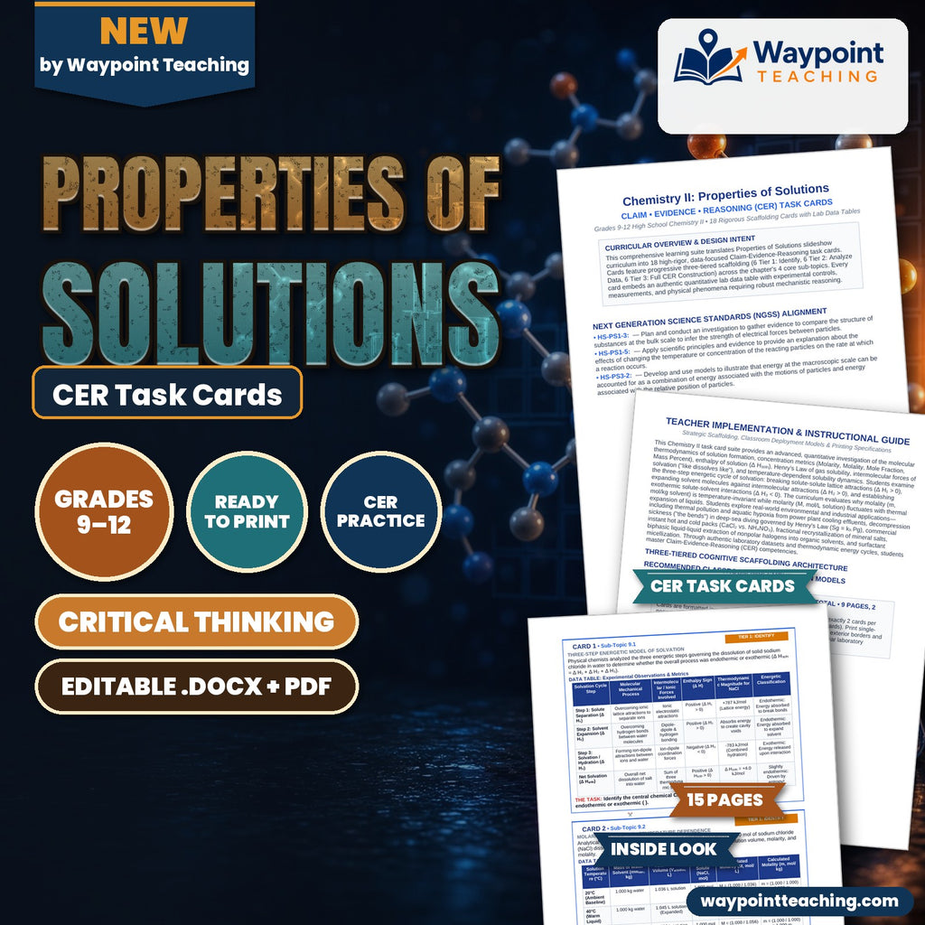 Properties of Solutions CER Task Cards cover