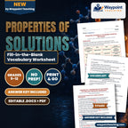 Properties of Solutions Fill-in-the-Blank Vocabulary Worksheet cover