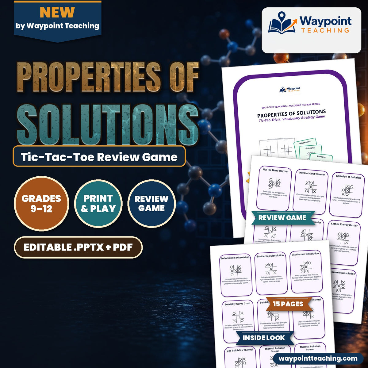 Properties of Solutions Tic-Tac-Toe Review Game cover
