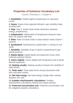 Properties of Solutions Vocabulary Words & Definitions sample page
