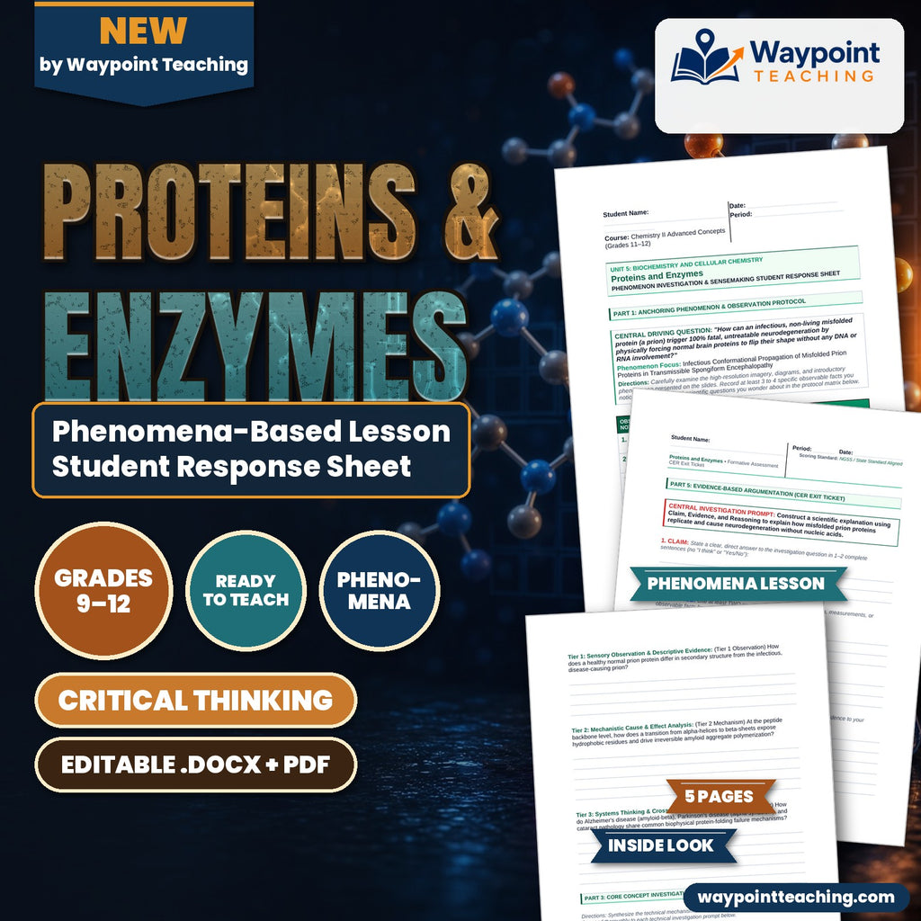 Proteins & Enzymes Phenomena-Based Lesson: Infectious Conformational Propagation of Misfolded Prion Proteins in Transmissible Spongiform Encephalopathy Student Response Sheet cover