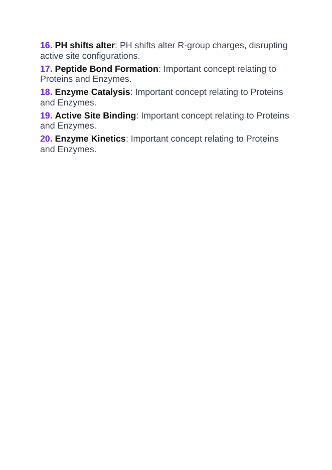 Proteins & Enzymes Vocabulary Words & Definitions sample page